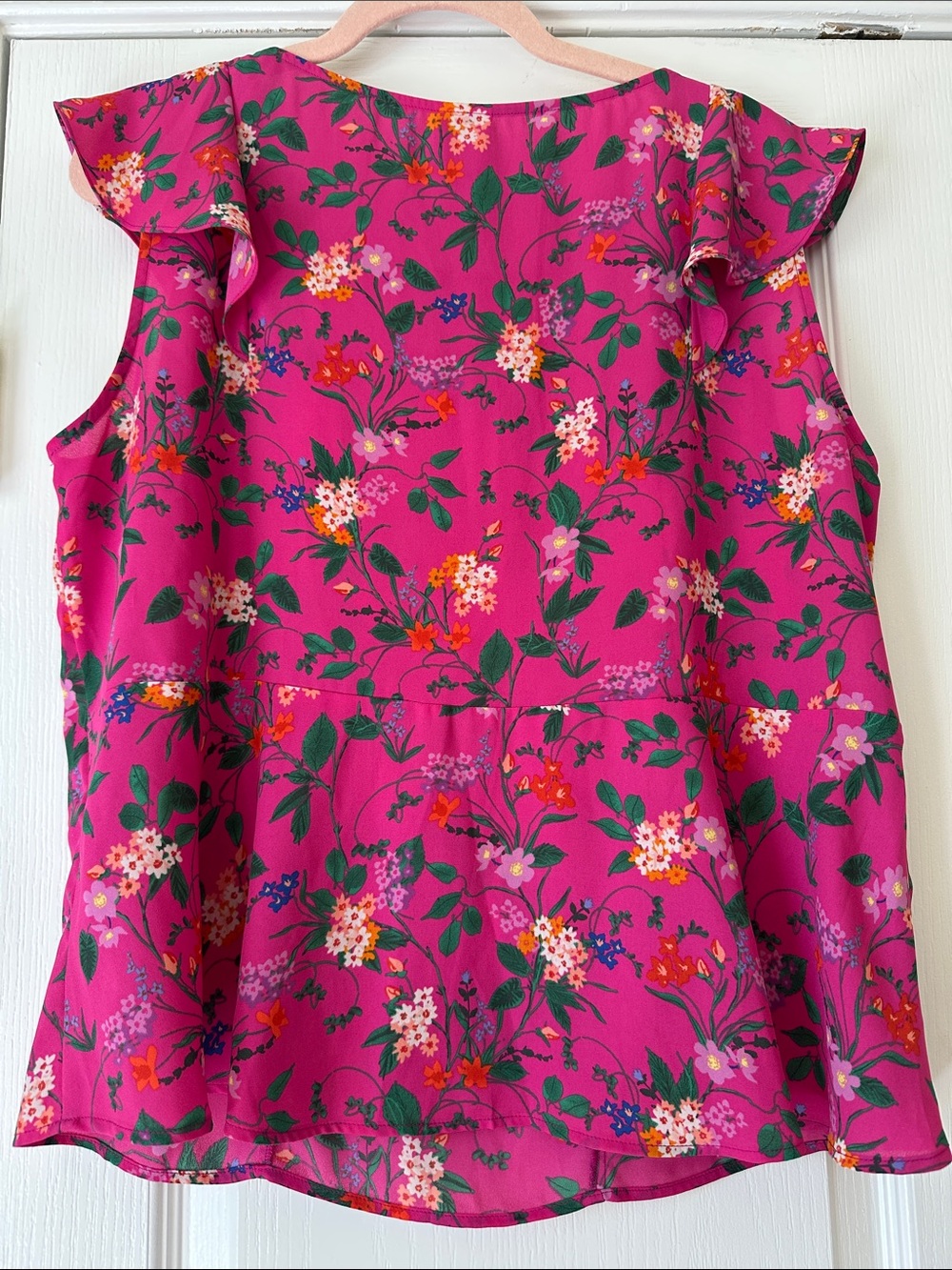 CAbi Fuchsia Floral Ruffle Shell Top - Picture 2 of 4